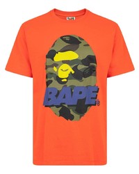 orange bedrucktes T-Shirt mit einem Rundhalsausschnitt von A Bathing Ape