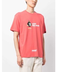 orange bedrucktes T-Shirt mit einem Rundhalsausschnitt von AAPE BY A BATHING APE