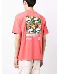 orange bedrucktes T-Shirt mit einem Rundhalsausschnitt von AAPE BY A BATHING APE