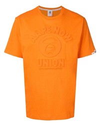 orange bedrucktes T-Shirt mit einem Rundhalsausschnitt von AAPE BY A BATHING APE