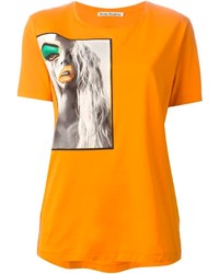 orange bedrucktes T-Shirt mit einem Rundhalsausschnitt von Acne Studios