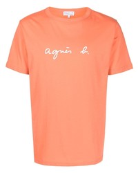 orange bedrucktes T-Shirt mit einem Rundhalsausschnitt von agnès b.