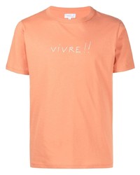 orange bedrucktes T-Shirt mit einem Rundhalsausschnitt von agnès b.