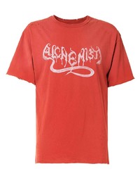 orange bedrucktes T-Shirt mit einem Rundhalsausschnitt von Alchemist