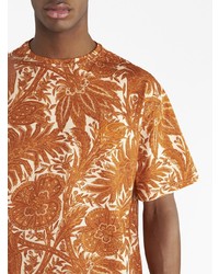 orange bedrucktes T-Shirt mit einem Rundhalsausschnitt von Etro