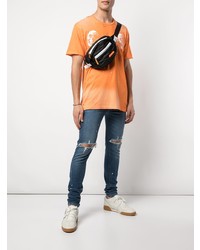 orange bedrucktes T-Shirt mit einem Rundhalsausschnitt von DOMREBEL