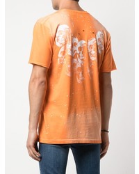 orange bedrucktes T-Shirt mit einem Rundhalsausschnitt von DOMREBEL