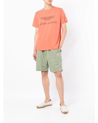 orange bedrucktes T-Shirt mit einem Rundhalsausschnitt von Hackett