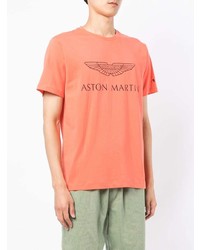 orange bedrucktes T-Shirt mit einem Rundhalsausschnitt von Hackett