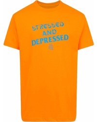 orange bedrucktes T-Shirt mit einem Rundhalsausschnitt von Anti Social Social Club