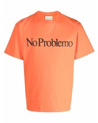 orange bedrucktes T-Shirt mit einem Rundhalsausschnitt von Aries