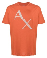 orange bedrucktes T-Shirt mit einem Rundhalsausschnitt von Armani Exchange