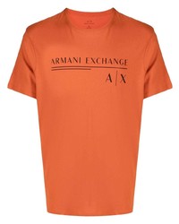 orange bedrucktes T-Shirt mit einem Rundhalsausschnitt von Armani Exchange