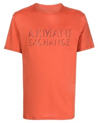 orange bedrucktes T-Shirt mit einem Rundhalsausschnitt von Armani Exchange