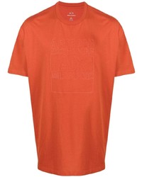 orange bedrucktes T-Shirt mit einem Rundhalsausschnitt von Armani Exchange