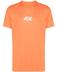 orange bedrucktes T-Shirt mit einem Rundhalsausschnitt von Armani Exchange