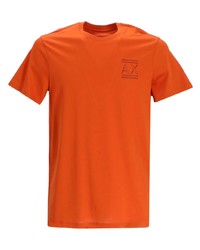 orange bedrucktes T-Shirt mit einem Rundhalsausschnitt von Armani Exchange