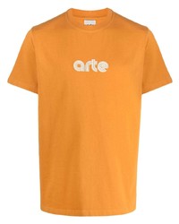 orange bedrucktes T-Shirt mit einem Rundhalsausschnitt von ARTE
