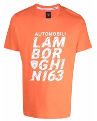 orange bedrucktes T-Shirt mit einem Rundhalsausschnitt von Automobili Lamborghini