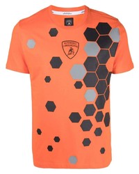 orange bedrucktes T-Shirt mit einem Rundhalsausschnitt von Automobili Lamborghini