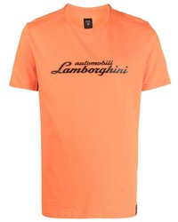 orange bedrucktes T-Shirt mit einem Rundhalsausschnitt von Automobili Lamborghini