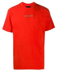 orange bedrucktes T-Shirt mit einem Rundhalsausschnitt von Babylon LA