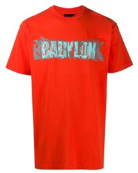 orange bedrucktes T-Shirt mit einem Rundhalsausschnitt von Babylon LA