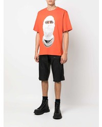 orange bedrucktes T-Shirt mit einem Rundhalsausschnitt von Ih Nom Uh Nit