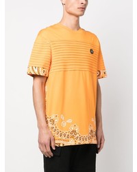 orange bedrucktes T-Shirt mit einem Rundhalsausschnitt von Philipp Plein
