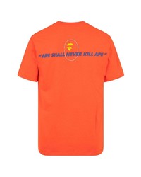 orange bedrucktes T-Shirt mit einem Rundhalsausschnitt von A Bathing Ape