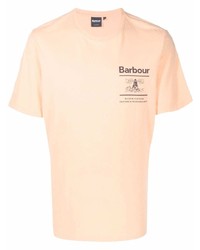 orange bedrucktes T-Shirt mit einem Rundhalsausschnitt von Barbour