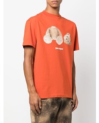 orange bedrucktes T-Shirt mit einem Rundhalsausschnitt von Palm Angels