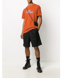 orange bedrucktes T-Shirt mit einem Rundhalsausschnitt von Golden Goose