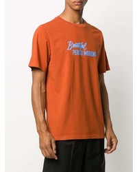 orange bedrucktes T-Shirt mit einem Rundhalsausschnitt von Golden Goose