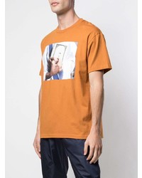 orange bedrucktes T-Shirt mit einem Rundhalsausschnitt von Supreme