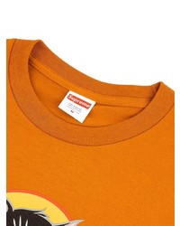 orange bedrucktes T-Shirt mit einem Rundhalsausschnitt von Supreme