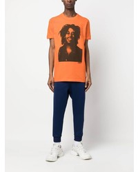 orange bedrucktes T-Shirt mit einem Rundhalsausschnitt von DSQUARED2