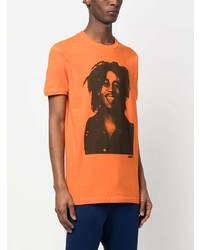 orange bedrucktes T-Shirt mit einem Rundhalsausschnitt von DSQUARED2