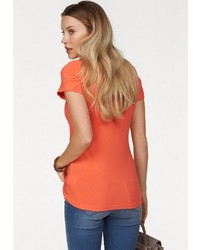 orange bedrucktes T-Shirt mit einem Rundhalsausschnitt von Bogner Jeans