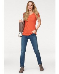 orange bedrucktes T-Shirt mit einem Rundhalsausschnitt von Bogner Jeans