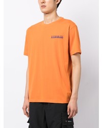 orange bedrucktes T-Shirt mit einem Rundhalsausschnitt von Napapijri