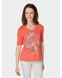 orange bedrucktes T-Shirt mit einem Rundhalsausschnitt von Bonita
