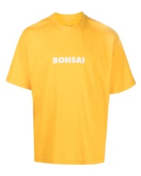orange bedrucktes T-Shirt mit einem Rundhalsausschnitt von Bonsai