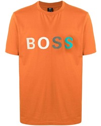 orange bedrucktes T-Shirt mit einem Rundhalsausschnitt von BOSS