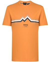 orange bedrucktes T-Shirt mit einem Rundhalsausschnitt von BOSS