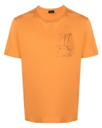 orange bedrucktes T-Shirt mit einem Rundhalsausschnitt von Brioni
