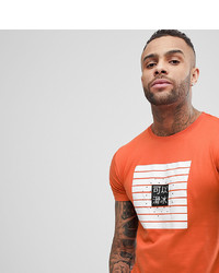 orange bedrucktes T-Shirt mit einem Rundhalsausschnitt von Brooklyn Supply Co.