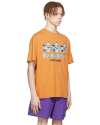 orange bedrucktes T-Shirt mit einem Rundhalsausschnitt von Brain Dead