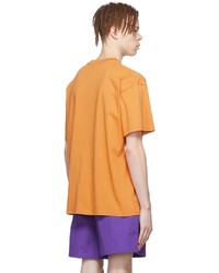 orange bedrucktes T-Shirt mit einem Rundhalsausschnitt von Brain Dead