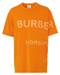orange bedrucktes T-Shirt mit einem Rundhalsausschnitt von Burberry